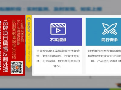 品牌项目网络舆情监测查询反制处理